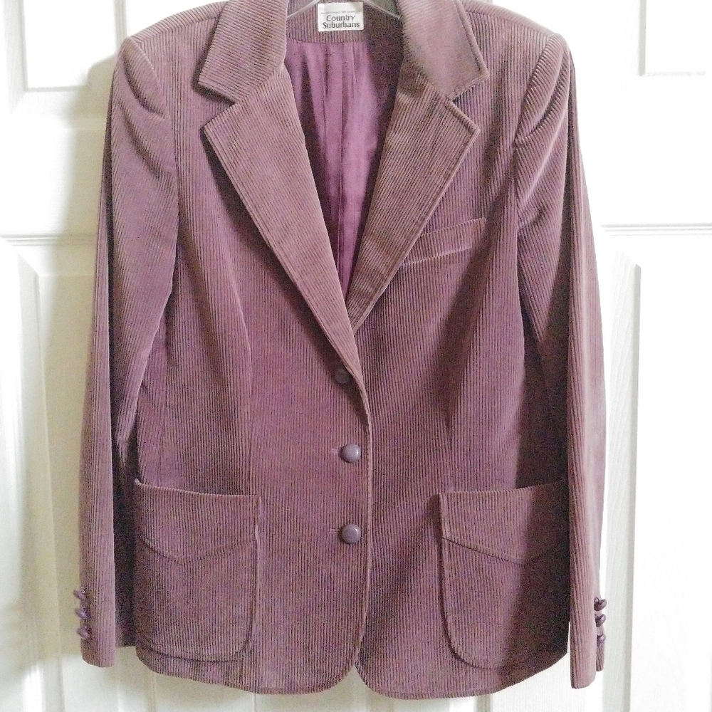 Plum Corduroy Women's Blazer.  Lined.  Size 10.